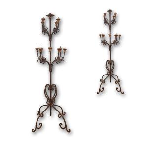 COPPIA DI TORCERE IN FERRO XIX SECOLO 