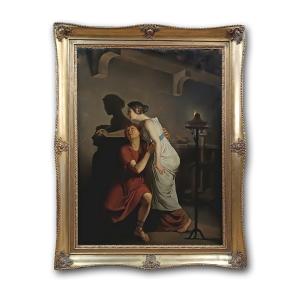 DIPINTO “L’INVENZIONE DELL’ARTE PITTORICA” META’ XIX SECOLO 