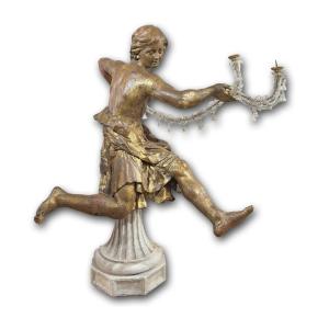 SCULTURA DI GIOVANE IN LEGNO DORATO META’ XVII SECOLO
