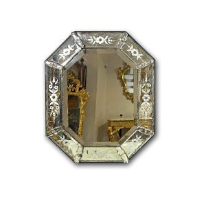SPECCHIERA CON VETRO INCISO META’ XIX SECOLO 