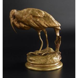 Gilt Bronze Of A Heron