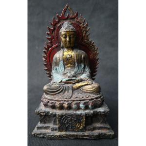 Seated Buddha In Bronze, Qing Period, China / Tibet - 18th Century