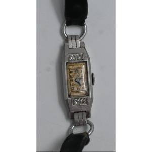 C. Bucherer Art Deco Platinum Ladies Watch With Diamonds