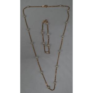 Necklace With 18k Gold Bracelet With Pearls
