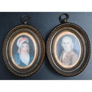 Pair Of Oval Miniatures From The XVIII Century