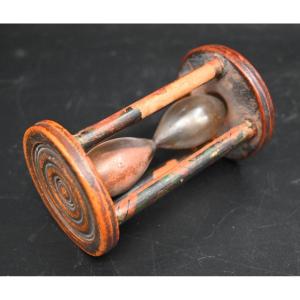 Hourglass 19 Th Century In Wood And Blown Glass