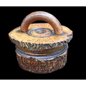 Tobacco Pot In Burl Wood, 19th Century