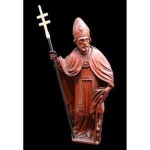 Saint Eloi, Carved Boxwood Statue In Very Good Quality