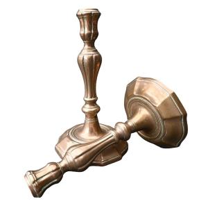 Pair Of Louis XV Period Candlesticks In Bronze