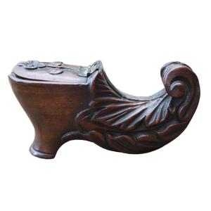Wooden Snuff Box Shoe, 19th Century
