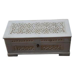 Anglo-indian Style Carved And Pierced Jewelry Box