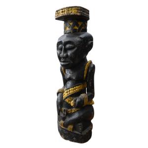 Seated King Statue (ndop) Of The Kuba Tribe, Dr Congo, First Half Of The 20th Century