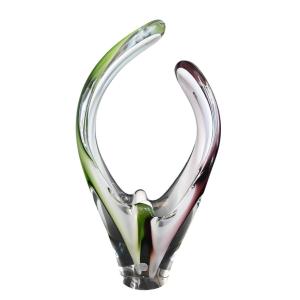 Multicolored Glass Vase. Swedish Work Signed Flygsfors, 1950s