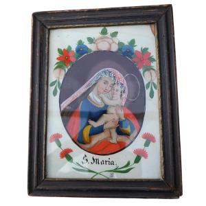 Rare Under Glass Painting, églomisé, 19th Century