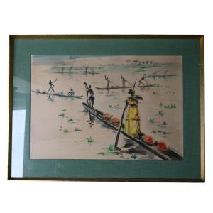 Paul Daxhelet (1905-1993) Africanist Watercolor, Mid-20th Century