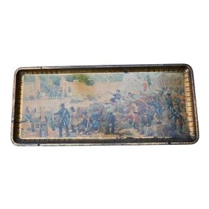 Sheet Metal Tray With "michiels Chocolate" Advertisement, 1905, 75 Years Of Belgian Independence