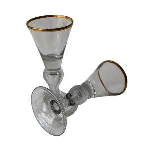 Pair Of Large 18th Century Wine Glasses, Solid Foot And Teardrop, Circa 1750