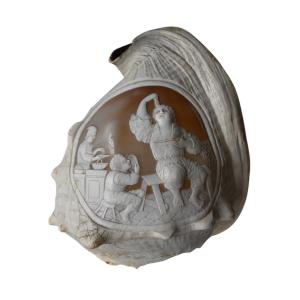Shell With Cameo Carved In Relief, 19th Century
