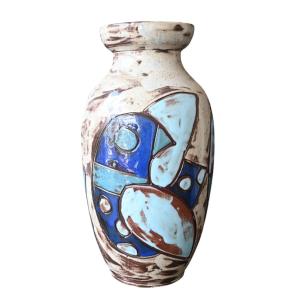 Henri Cazaux (1923-2011), Vallauris, Sgraffito Ceramic Vase, 1950-1970