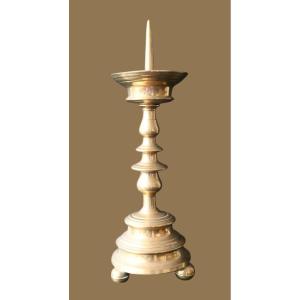 Flemish Bronze Candlestick From The End Of The 16th Century