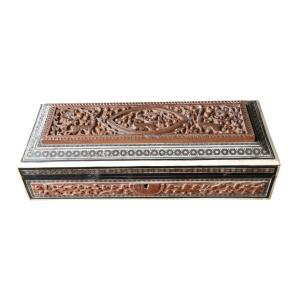 Indo-english Carved Wooden Box – 19th Century | Rajasthan Or Vizagapatam