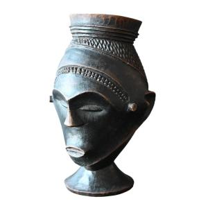 Anthropomorphic Lele Or Kuba Cup In Carved Wood, Mid-20th Century