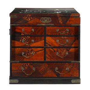 Japanese Kusuri Dansu – Apothecary Box With Yosegi Marquetry & Raden Inlays 