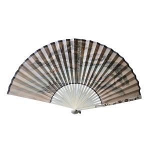 Large Japanese Fan With Lacquered Bone Guards, Meiji-taishō Period (circa 1880–1920)