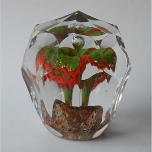 Rare Hand Signed Faceted Paperweight, Val Saint Lambert Circa 1960