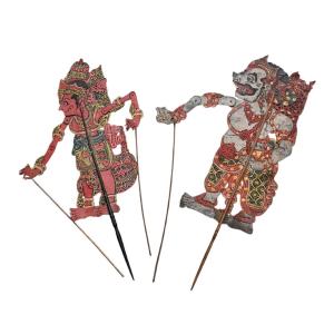 Set Of Two Antique Wayang Kulit Puppets, Late 19th Century