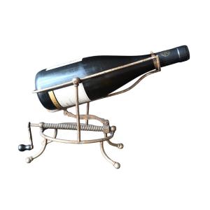 Antique Iron Decanter, Pourer, Bottle Holder, 19th Century