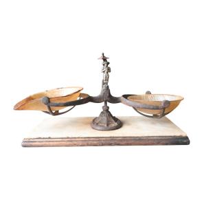 Antique Tobacco Scale With Horn Trays – 19th Century, Napoleon III Period