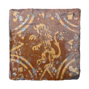Medieval Tile From Gravensteen (counts' Castle) – Ghent – 14th–15th Century