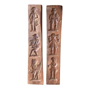 Antique Double-sided Speculoos Mold – Sculpted Musicians – 19th Century
