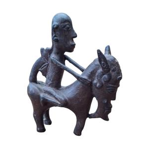 Rare Batak Equestrian Bronze Statuette – Sumatra, 19th Century