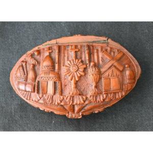 19th Century Napoleonic Carved Coroso Nut Box, Prisoners Of War