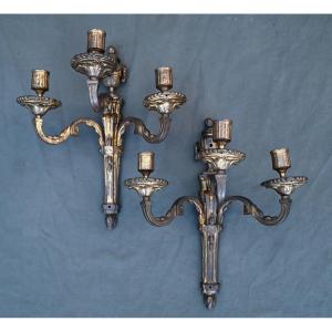Pair Of Gilt Bronze Sconces L XVI Period