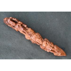 19th Century Napoleonic Carved Corozo Nut Needle Case, Prisoners Of War