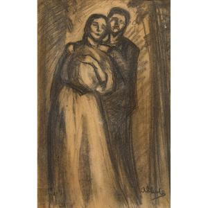 André Lhote (1885-1962) The Couple, 1908 Charcoal, Signed Lower Right