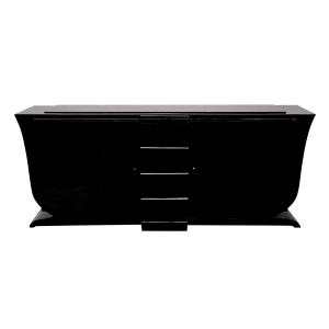 Art Deco Sideboard In Black Lacquer With Tulip Curve