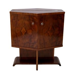 Small Hexagonal Walnut Bar Cabinet