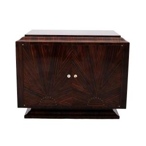 Art Deco Makassar Ebony 3-drawer Chest With Light Maple Interior. Hand-polished.