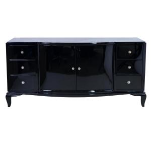 High-gloss Black Lacquer Sideboard With Elegantly Curved Legs