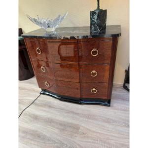 Art Deco Chest Of Drawers With Three Drawers, Amboyna Burl