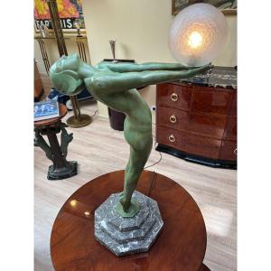 Luminous Statue "clarté" By Max Le Verrier, Art Deco France Circa 1930