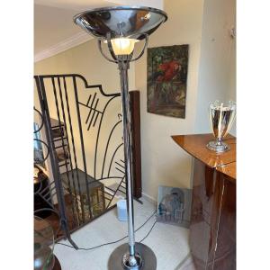 Art Deco Floor Lamp Circa 1930, Chrome-plated Metal