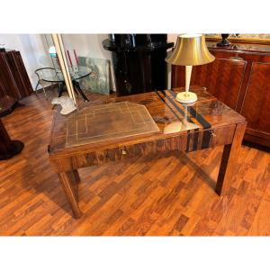 Asymmetrical Art Deco Desk With Two Drawers