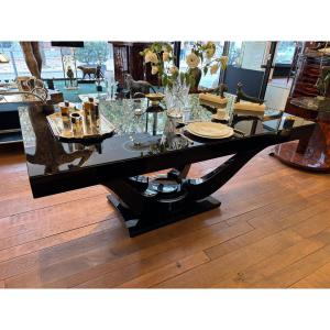 Black Lacquer Art Deco Dining Table Circa 1930