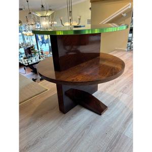 Art Deco Pedestal Table In Rio Rosewood Circa 1930 With Two Tops
