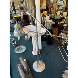 Buquet Floor Lamp Circa 1930, Nickel-plated Metal, Art Deco